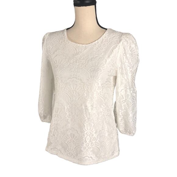 Lace floral lined blouse by design small - Picture 2 of 10